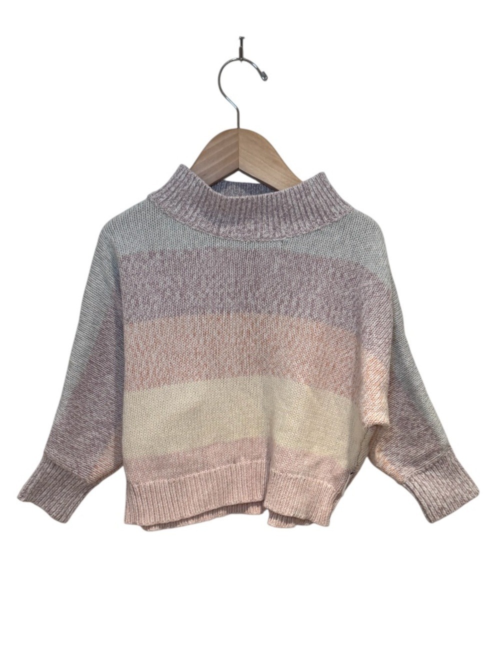 HUX/HUXBABY heathered pastel stripe knit mock neck oversized sweater - size 3